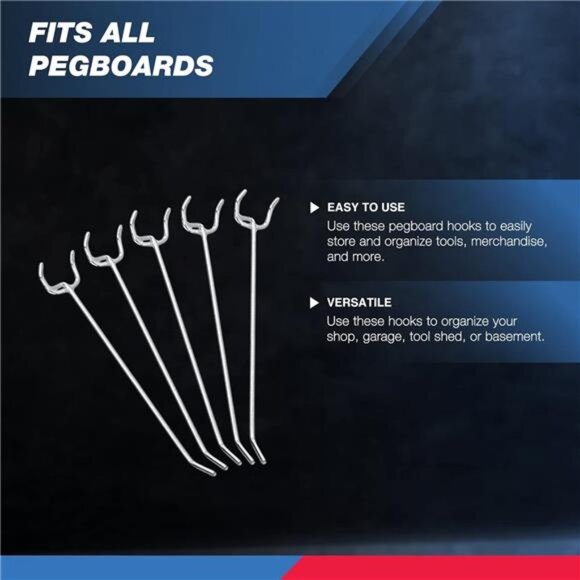 6” Pegboard Hook Organizer Kit,50 Pack,Hanging Hooks Set for Garage Organization - Picture 3 of 6